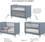 BreathableBaby Breathable Mesh 3-in-1 Convertible Crib (Toddler Bed Kit Sold Separately) — Steel Gray — Two Adjustable Mattress Heights — Greenguard Gold Certified