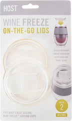 Host Wine Freeze Replacement Lids for Tumblers - Set of 2, Sliding Tab Closure, Travel Cup Lid for Wine Freeze Cooling Cup, Clear