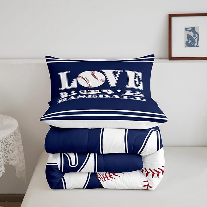 Feelyou Kids Baseball Comforter Set King Size Sports Game Bedding Set for Boys Girls Teens Bedroom Decor Baseball Gaming Comforter Gift for Baseball Lover Duvet Set with 2 Pillow Case
