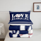 Kids Baseball Comforter Set Full Size Sports Game Bedding Set for Boys Girls Teens Bedroom Decor Baseball Gaming Comforter Gift for Baseball Lover Duvet Set with 2 Pillow Case