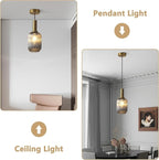 KCO Farmhouse Small 5.1” Smoke Gray Ribbed Cylinder Glass Pendant Light | E26 Bulb Hardwired, Adjustable Cord MCM Vintage Ceiling Hanging Lamp for Sloped Ceiling Kitchen Island Dining Room Bedroom