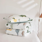 Joyreap Dinosaur Kids Cotton Comforter Set for Boys Girls, Twin Size 3pcs Cotton Bedding Comforter, Fresh Green Dinosaurs on White Design, Skin-friendly Breathable for All Season- 68x88 inches