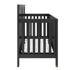 Baby Relax Miles 5-in-1 Convertible Crib, Solid Pine Wood, Black