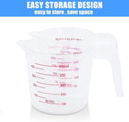 DTDNZKN 2 Pack Measuring Cup Set, 250ml (1-Cup) and 500ml (2-Cup) | Plastic Liquid Measuring Cups- Baking, Cooking, Mixing & Measuring Cups, Essential Kitchen Tools