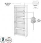 Bush Furniture Fairview Tall 5 Shelf Bookcase in Pure White and Shiplap Gray