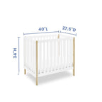 Delta Children Gio Mini Crib with 2.75" Mattress Included, Bianca White/Natural