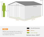 Outsunny 11' x 9' Outdoor Storage Shed, Garden Tool Metal Shed with Foundation Kit, Double Lockable Door, Air Vents and Sloping Roof, for Backyard, Patio, Lawn, Brown
