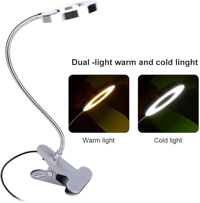 ZJchao Clip on Light, Makeup LED Lights USB Cosmetic Lamp Eyebrow Lip Beauty Salon Desktop Led Lights with Clip Reading Desk Light Book Light for Desk Bed Headboard Makeup