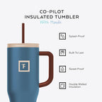 IRON °FLASK 40 oz Co-Pilot Insulated Travel Mug | Insulated Travel Mug with Straw & Flip Cap Lids - Cup Holder Fit, Leakproof, BPA Free, Protective Boot (Cream & Berries)