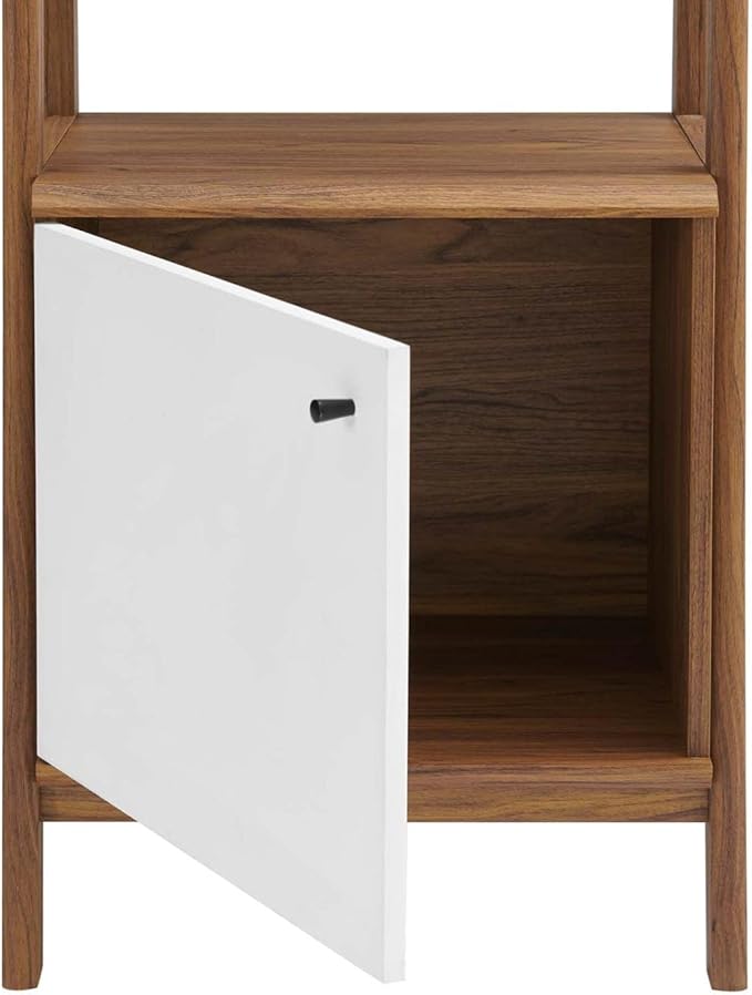Modway Bixby Display Case, 21" Bookshelf, Walnut White