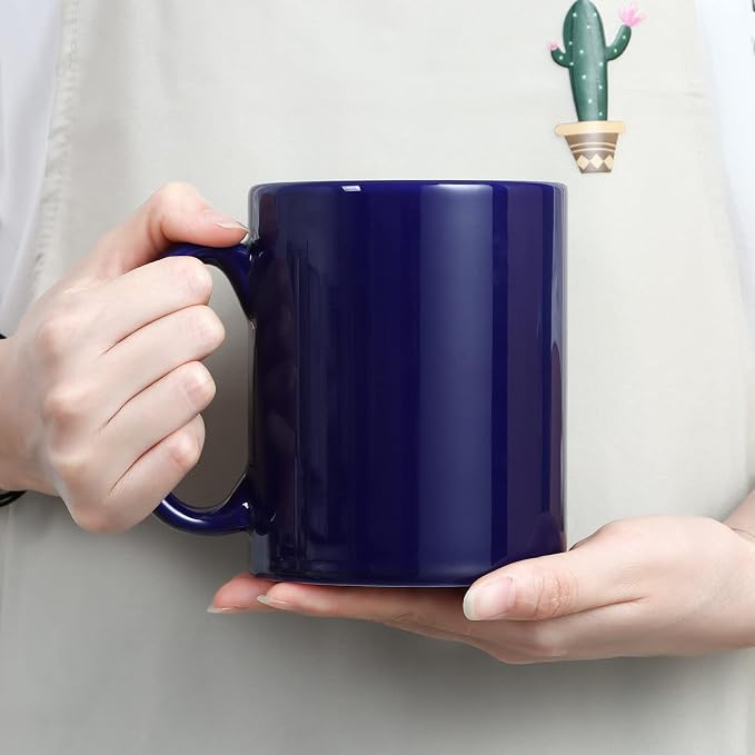 Large Coffee Mugs, 22 OZ(650ml) Extra Coffee Mug Set of 2, Smooth Ceramic Boss Cups, Big Capacity and Large Handle, for Dad Men, Blue