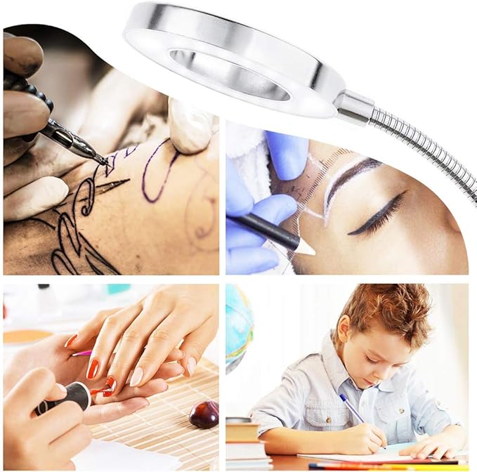JimKing Ring Light, Tattoo Light Desk Lamp, LED Book Light with Clip, USB Bed Lamp for Live Show, Reading, Tattoo, Make Up, Manicure