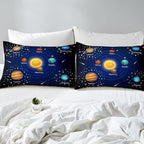 Erosebridal Kids Outer Space Comforter Set, Boys Starry Sky Galaxy Duvet Sets Queen Size Planet Space Down Comforter for Girls Teens Adult Bedroom Decor, Solar System Cosmos Bedding Set, Blue Purple