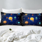 Erosebridal Kids Outer Space Comforter Set, Boys Starry Sky Galaxy Duvet Sets Twin Size Planet Space Down Comforter for Girls Teens Adult Bedroom Decor, Solar System Cosmos Bedding Set, Blue Purple