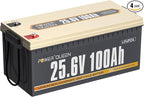 Power Queen 24V 100Ah LiFePO4 Battery 2.56kWh Deep Cycle Lithium Battery with Longer Runtime, 100A BMS, 4000-15000 Cycles, 2.56kW Max Load Power for Solar Storage System, Marine, Backup Power