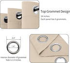 Easy-Going Blackout Curtains for Bedroom, Solid Thermal Insulated Grommet and Noise Reduction Window Drapes, Room Darkening Curtains for Living Room, 2 Panels (34x63 in, Beige)