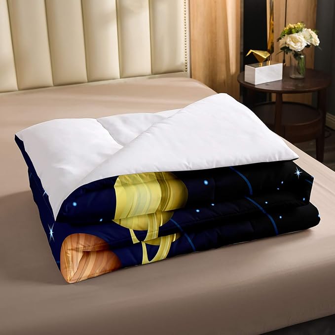 Erosebridal Boys Outer Space Down Comforter, Kids Galaxy Nebula Comforter Set Full Size, Starry Sky Cosmos Bedding Set for Children Girls, Solar System Starry Landscape Quilted Duvet, Blue Purple