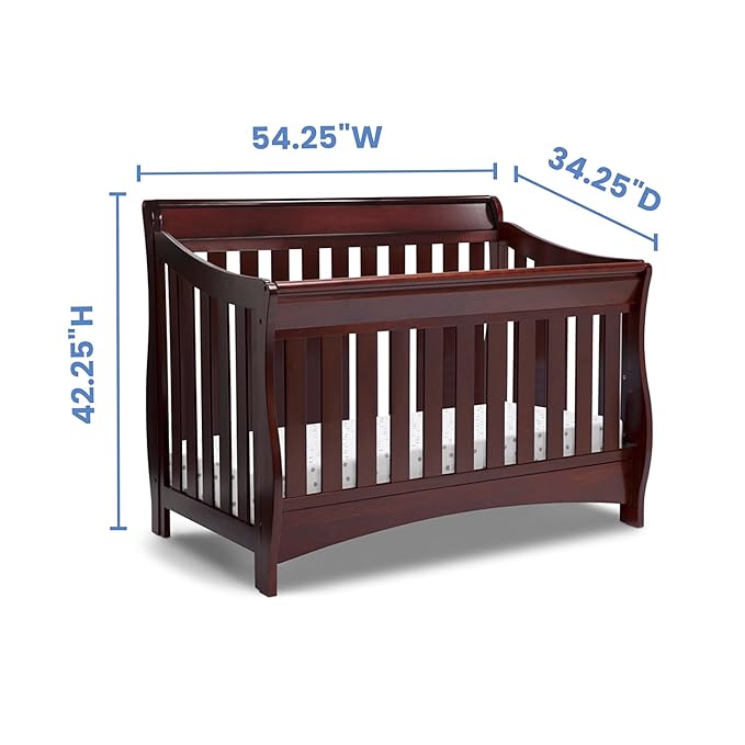 Delta Children Bentley S Series 4-in-1 Crib, Black Cherry Espresso + Serta Perfect Slumber Dual Sided Recycled Fiber Core Crib and Toddler Mattress (Bundle)