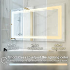 WELLFOR LED Bathroom Vanity Mirror 40 x 24 Inch, Lighted Anti-Fog Dimmable Mirror, IP44 Waterproof Wall Mounted Makeup Mirror, Packed with US Standard Plug and Touch Switch, (Horizontal/Vertical)