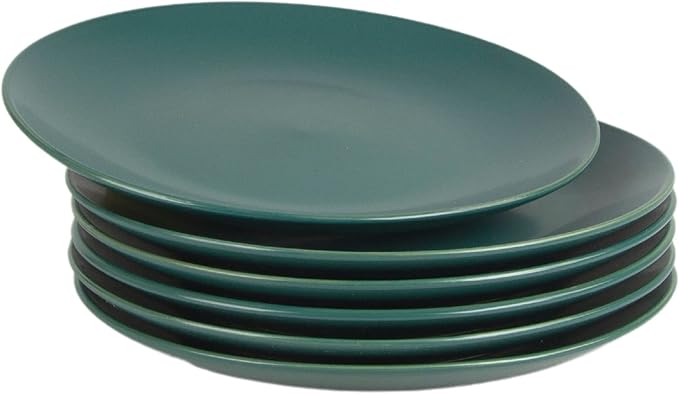 10 Strawberry Street Wazee Matte 8.25" Coupe Salad Plate, Set of 6, Emerald Green