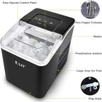 ULIT Portable Ice Maker,Ice Maker Machine for Countertop, Self-Cleaning Function Ice Cube Maker,Make 26 lbs Ice in 24 hrs, 9 Ice Cubes Ready in 8 Minutes,with Ice Scoop and Basket(Black)