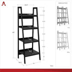 Ameriwood Home Lawrence 4 Shelf Ladder Bookcase Bundle, Black