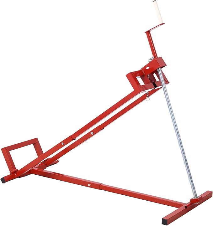 Lawn Mower Lift for Riding Tractors, 800 Lbs Capacity Lawn Tractor Lifter, Ride-on Mower, Cleaning Aid, Universal, Lawn Tractor Lift, Lawn Tractor + 45° Tilt Adjustable (Red)