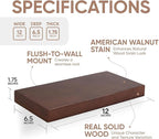 Homeforia Walnut 12 inch Floating Shelf, High End Solid Real Wood Small 12inch Floating Shelves for Wall Mounted, Dark Brown 12in Floating Shelves, Heavy Duty Bracket, 12 X 6.5 X 1.75 inches, Set of 2