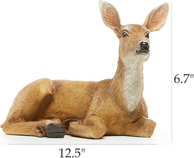 JHVYF Adorable Deer Statue Decor for Garden Yard Buck & Doe Lying Outdoor Sculptures for Home Decor 313…