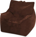 Posh Creations Structured Comfy Bean Bag Chair for Gaming, Reading, and Watching TV, Newport Chair, Rabbit Fur - Brown