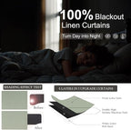Sage Green Curtains 84 Inch Length 2 Panels Set for Bedroom Back Tab Blocking Light Sage Boho Blackout Linen Drapes Thermal Insulated Black Out Room Darkening Window Curtain for Living Room 52x84 Long