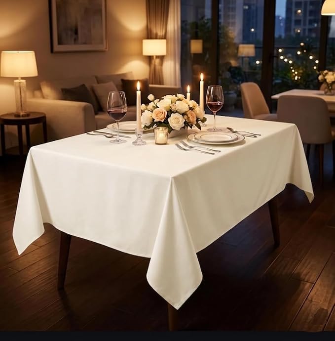 Urban Villa Tablecloth Cotton Tabletop 60x102 (8-10 Seats) Ivory