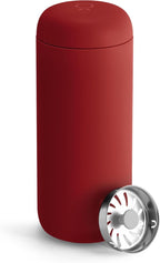 Fellow Carter Move Ceramic Lined Travel Coffee Mug 16 oz - Leak-Proof Lid | No Metallic Taste, Dishwasher Safe, Hot 12Hr Cold 24Hr, Stainless Steel Tumbler, BPA-Free, Fits Cup Holders, Red