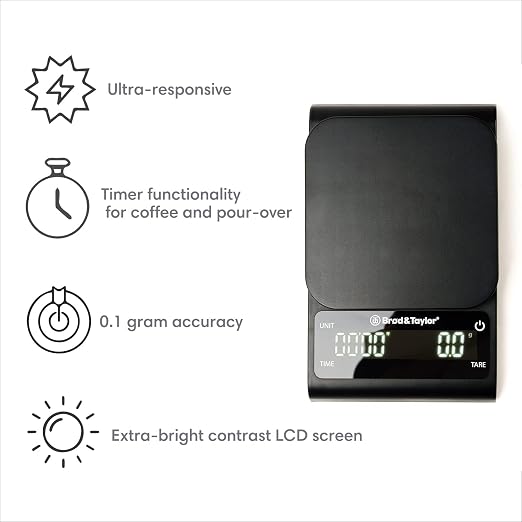 Brod & Taylor Precision Kitchen & Coffee Scale with Timer | (0.1g Precision)