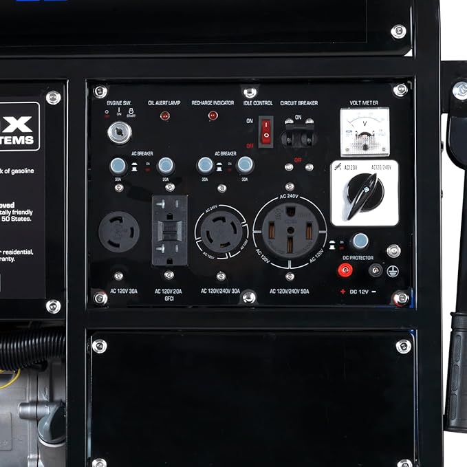 DuroMax XP10000E 10,000-Watt Gas Powered Portable Generator - Electric Start, Whole Home Backup Power, Transfer Switch Ready, RV & Emergency Ready