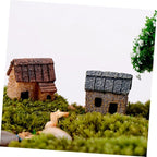 Fairy Garden Mini House Accessories, Miniature Village Hut Figurine Cottage, DIY Micro Landscape Decor Ornaments for Bonsai, Succulent Planting (A)