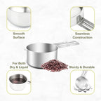 2PCS 1/2Cup (120ml, 4oz) Single Measuring Cup, Etched Inner Scale Stainless Steel Measure Scoop, Metric and US Measurement, Dishwasher Safe