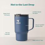 Reduce Hot1 18 oz Hot1 Stainless Steel Insulated Mug with Temperature Adjusting Lid - Dual-Wall Vacuum, Cupholder Friendly - Keeps Drinks Hot for 6 Hours - Ideal for Coffee, Tea & Other - Mineral Blue
