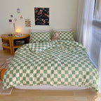 Wellboo Green and White Comforter Sets Twin Women Men Sage Green Checkerboard Grid Bedding Comforters Cotton Boys Girls Modern Grass Green Plaid Checkered Quilts Modern Buffalo Geometric Abstract Bed
