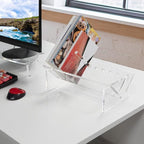 Sumerflos Acrylic Desktop Bookcase, Book Storage Organizer Bookshelves, Clear Mordern Tabletop Storage Rack for Office Home Shelf Display for Cd/Magazine/Book - Clear
