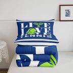 Kids Tennis Comforter Set Full Size Tennis Ball Bedding Set for Boys Girls Teens Bedroom Decor Ball Gaming Comforter Women Men Gift for Tennis Lover Duvet Set with 2 Pillow Case
