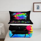 Feelyou Kids Basketball Comforter Set Queen Size Gaming Sports Bedding Set for Boys Girls Teens Bedroom Decor Ball Games Tie Dye Comforter Gift for Basketball Lover Duvet Set with 2 Pillow Case