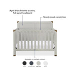 Baby Relax Miles 5-in-1 Convertible Crib for Nursery, Soft Gray