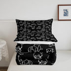 Feelyou Cartoon Cat Comforter Cute Pet Cats Kids Comforter Set Animal Pattern Printed Bedding Set for Boys Room Decor Kitten Print Duvet Set King Size with 2 Pillow Case