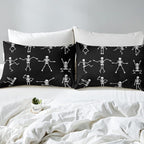 Erosebridal Sugar Skull Comforter Set King Size Skeleton Bones Bedding Set for Kids Boys Girls Teens Adult Halloween Horror Theme Down Comforter Gothic Spooky Duvet Sets with 2 Pillow Cases