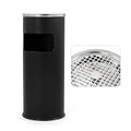 Trash Can Outdoor Waste Container Round Stainless Steel Trash Can with Removable Inner Bucket for Disposal Commercial Waste Container 9.8 x 24-Black