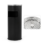 Trash Can Outdoor Waste Container Round Stainless Steel Trash Can with Removable Inner Bucket for Disposal Commercial Waste Container 9.8 x 24-Black