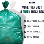Plasticplace 64-65 Gallon Trash Can Liners for Toter │ 1.5 Mil │ Green Heavy Duty Garbage Bags │ 50” x 60” (50 Count) (W65LDGTL)
