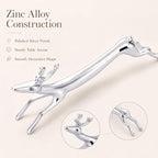 ChezMax Pack of 5 Zinc Alloy Chopsticks Spoon Forks Knives Tableware Rest Set, Silver Deer