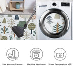 Soft Kids Play Area Rugs 3D Home Woodland Seamless Trendy Forest Texture Abstract Hand Drawn Tree Plush Rugs Non Slip Shaggy Carpets for Kids' Bedroom Classroom Playroom Nursery Décor 5'x8'
